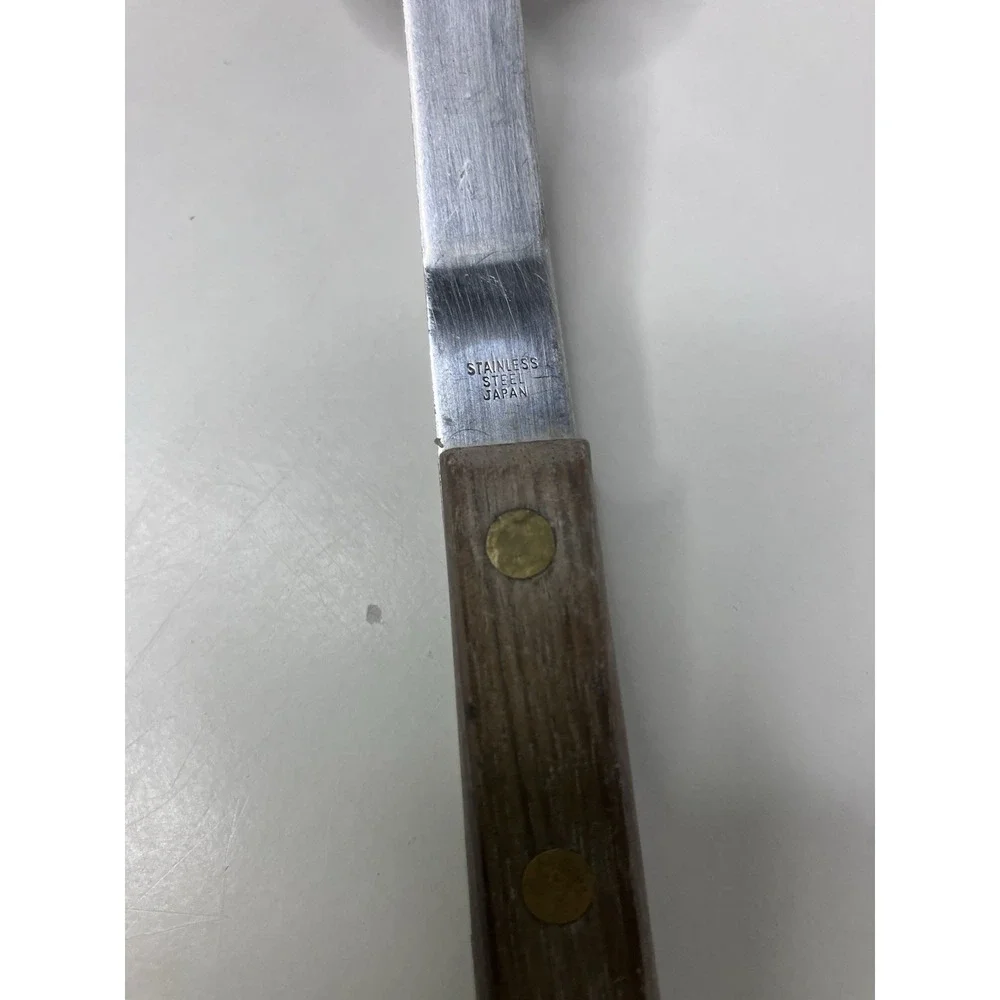 Vintage Stainless Steel USA Pie Cake Cut & Serve Wood Handle 12
